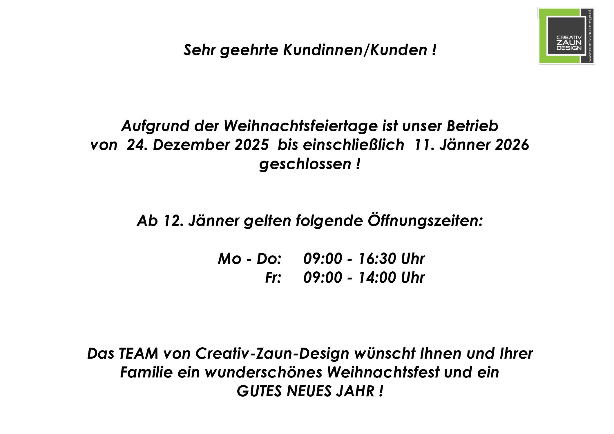 Weihnachtsfeiertage_Weihnachten_Aushang 2025-2026